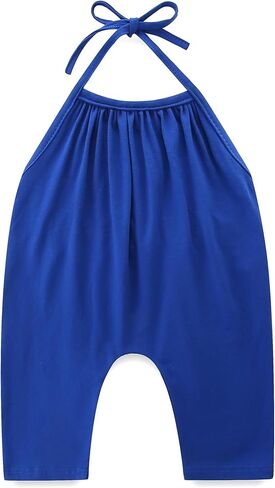 Toddler Girl Clothes Backless Strap Slouch Romper Cute Halter Jumpsuit Pants With Pockets Summer One Piece Outfit in Saudi Arabia