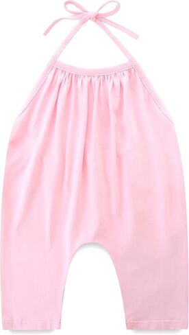 Toddler Girl Clothes Backless Strap Slouch Romper Cute Halter Jumpsuit Pants With Pockets Summer One Piece Outfit in Saudi Arabia