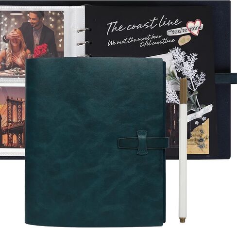 RECUTMS Photo Album 4x6 with Writing Space, Leather Cover Picture Album Holds 200 Photos, Scrapbook Memory Book for Family, Wedding, Travel, Anniversary & Gift with Marker(Brown-Khaki Pages) in Saudi Arabia