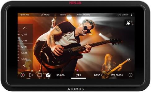 Atomos Ninja RAW: مسجل شاشة ProRes/ProRes RAW مع التحكم في الكاميرا لـ HDMI والكاميرات بدون مرآة مع بطاريات NP-F770 بقدرة 4400 مللي أمبير في الساعة ومجموعة شواحن مدمجة وقطعة قماش للتنظيف (5 عبوات) in Kuwait