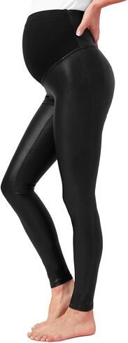 Tagoo Maternity Faux Leather Leggings for Women Pregnancy Pleather Pants Trendy Maternity Clothes for Pregnant Women in Kuwait