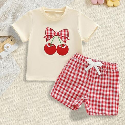 2Pcs Toddler Baby Girls Clothes Short Sleeve Tops and Shorts Girls Summer Outfits Shorts Set in Kuwait