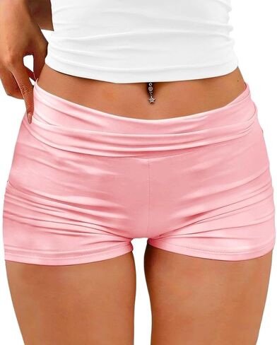 شورت نسائي قابل للطي بخصر مطاطي رفيع Y2k شورت بيجامة لطيف ذو قيعان صغيرة ملابس نوم صغيرة نحيفة in Kuwait