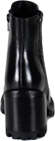 Diba True Womens Spice Berry Lug Round Toe Zippered Casual Boots Ankle Mid Heel 2-3" - Black in Saudi Arabia
