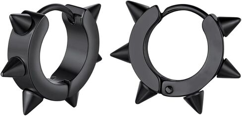 Richsteel Hoop Earrings for Women Mens Stud Hinged Huggie Punk Dangle Spikes/Cross Piercing Earrings Set in Saudi Arabia
