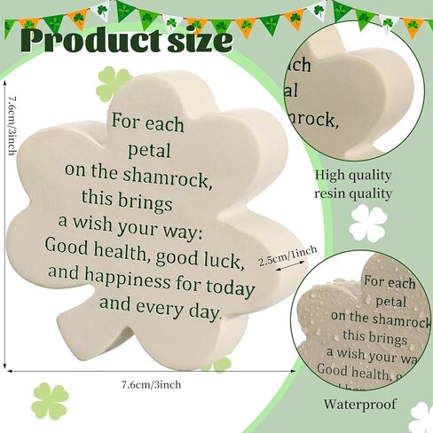 Vicenpal St. Patrick's Day Decor Irish Shamrock Blessing Miniature Figurine 3.15 Inch Green Clover Leaves with Celtic Knot Base Mini Resin Figurine in Saudi Arabia