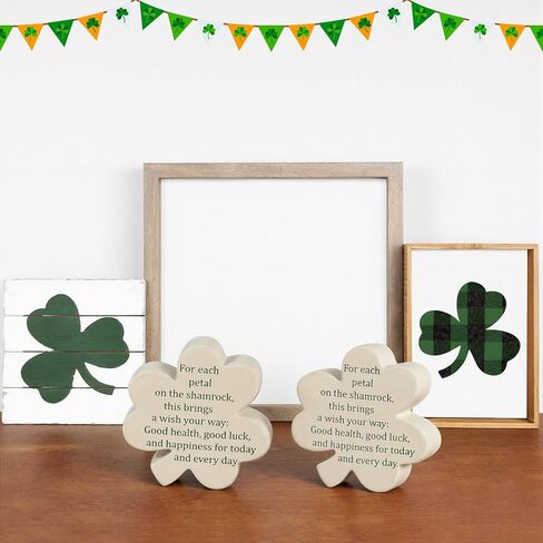 Vicenpal St. Patrick's Day Decor Irish Shamrock Blessing Miniature Figurine 3.15 Inch Green Clover Leaves with Celtic Knot Base Mini Resin Figurine in Saudi Arabia