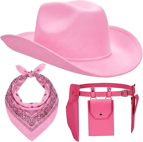 Adult Cowboy Costume Accessories Set Western Cowboy Hat, Classic Bandana & Adjustable Holster Belt for Halloween in Saudi Arabia