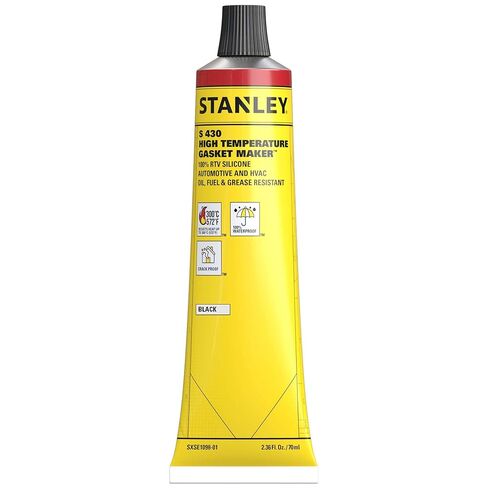 Stanley High -Temp RTV Silicon Samket Maker - الزيت ، الاهتزاز ومسربات السيليكون الأسود المقاوم للحرارة لأغطية صمام السيارات وأجزاء المحرك ، 10.1 fl.oz. أسود ، 2 عبوة in Kuwait