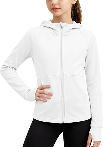 Yesfashion Girls Long Sleeve Athletic Jackets Lightweight Sun Protection Hoodie Shirts Soft Running Hiking Outerwear in Saudi Arabia