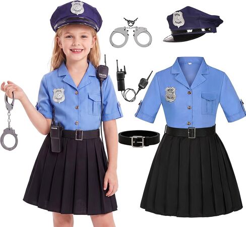 KIDIN Police Officer Costume for Kids Cop Costume for Girls’ Police Dress Up Halloween Cosplay Birthday Gift in Saudi Arabia