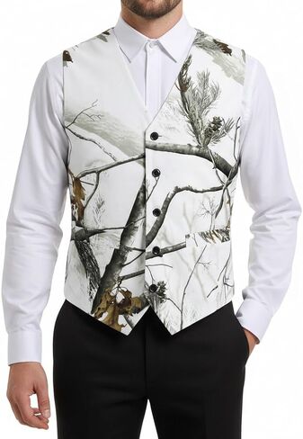 White Trees Camouflage Color 5 Buttons Mens Vest in Saudi Arabia