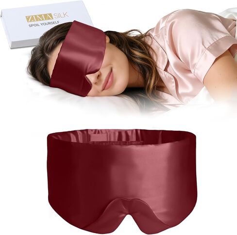 Zimasilk 100 ٪ 22 Momme Mulberry Slek Sleep Mask-Comple Cille Elged ، Wultra-Soft و Breathable ، غطاء العين الكلي للوجه للنوم (الوردي) in Saudi Arabia