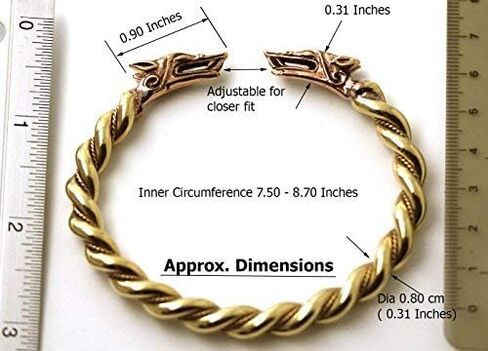 LynnAround Bronze Norse Viking Mjolnir Wolf Head Twisted Cable Bangle Cuff Bracelet Arm Ring Pagan Jewelry in Saudi Arabia