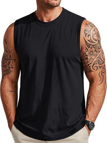 MAGCOMSEN Men's Tank Top Cotton Muscle Workout Gym Shirts Moisture Wicking Lightweight Summer Casual Sleeveless Shirts in Saudi Arabia
