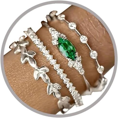 حلقات OTXAS الفضية القابلة للتكديس للنساء حجم 6-10 مع مجموعات الزفاف الزركونيا المكعب in Kuwait
