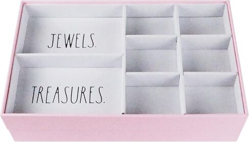 Rae Dunn Jewelry Tray - Jewelry Drawer Organizer - Set of 2 Stackable Jewelry Organizer Trays - Storage Box for Earring, Ring, Bracelet, Necklace - Stacking Insert for Drawers, Vanity Display - Pink in Saudi Arabia
