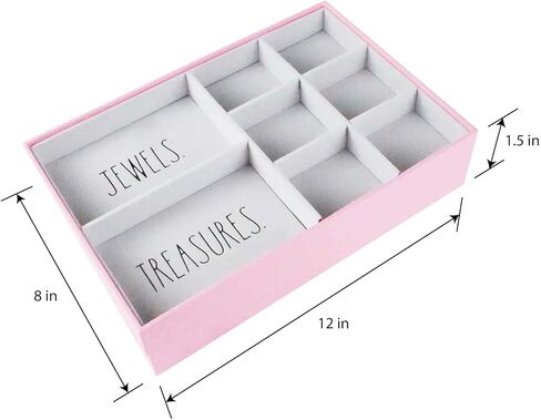 Rae Dunn Jewelry Tray - Jewelry Drawer Organizer - Set of 2 Stackable Jewelry Organizer Trays - Storage Box for Earring, Ring, Bracelet, Necklace - Stacking Insert for Drawers, Vanity Display - Pink in Saudi Arabia