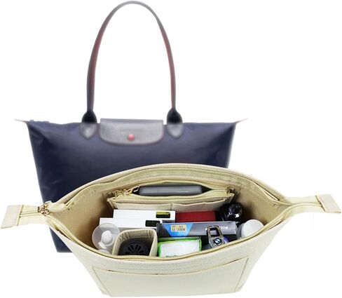 Lckaey Bag Organizer for le pliage tote منظم كبير إدراج حقائب اليد قابلة للطي داخل 1014navyblue-l in Saudi Arabia