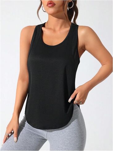 SweatyRocks Women's Racerback Workout Tank Top Letter Graphic Sleeveless Sports Gym Shirt Top in Saudi Arabia