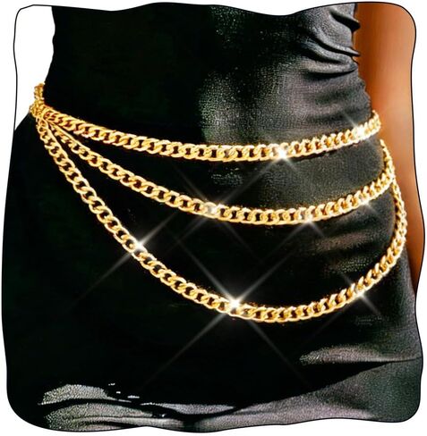 REETAN Gold Waist Chain Belt Layered Fashion Rave Body Accessories for Women in Saudi Arabia