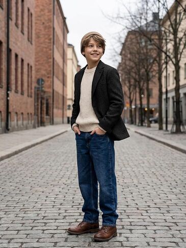 سترة بدلة JPF Kids Herringbone Tweed Blazer للأولاد بمقاس نحيف للأولاد في سن المراهقة للمدرسة من التويد سترة رياضية in Kuwait
