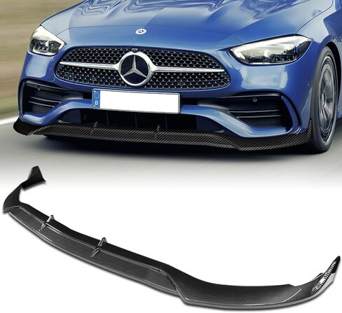 Q1-TECH, 5-Piece Front Bumper Lip + Side Skirt Rocker Winglet Canard Diffuser Wing Compatible with 2022-2025 Mercedes-Benz C-Class W206 C43 / C300, Front Lip Body Spoiler Splitter (Painted Black) in Saudi Arabia