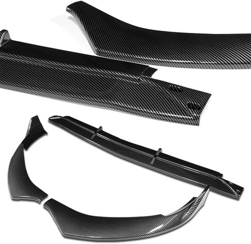 Q1-TECH, 5-Piece Front Bumper Lip + Side Skirt Rocker Winglet Canard Diffuser Wing Compatible with 2022-2025 Mercedes-Benz C-Class W206 C43 / C300, Front Lip Body Spoiler Splitter (Painted Black) in Saudi Arabia