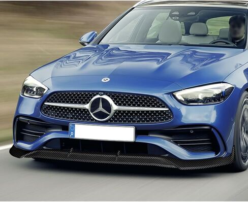 Q1-TECH, 5-Piece Front Bumper Lip + Side Skirt Rocker Winglet Canard Diffuser Wing Compatible with 2022-2025 Mercedes-Benz C-Class W206 C43 / C300, Front Lip Body Spoiler Splitter (Painted Black) in Saudi Arabia