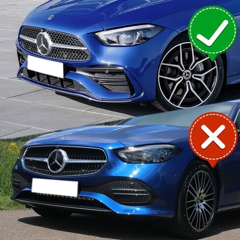 Q1-TECH, 5-Piece Front Bumper Lip + Side Skirt Rocker Winglet Canard Diffuser Wing Compatible with 2022-2025 Mercedes-Benz C-Class W206 C43 / C300, Front Lip Body Spoiler Splitter (Painted Black) in Saudi Arabia