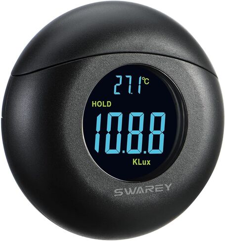 SWAREY Light Meter Digital Illuminance Meter Handheld Ambient Measurer with 360° Detector, Measurer with Range up to 200,000 lux with LCD Display, Light Meter for Factories, Warehouses, Offices in Saudi Arabia