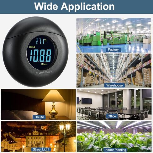 SWAREY Light Meter Digital Illuminance Meter Handheld Ambient Measurer with 360° Detector, Measurer with Range up to 200,000 lux with LCD Display, Light Meter for Factories, Warehouses, Offices in Saudi Arabia