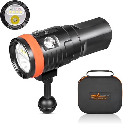 ORCATORCH D950V 2.0 Scuba Diving Video Light, Max 10500 Lumen LED Underwater Flashlight with 120 Degree Wide Angle Beam, Underwater 150 Meters Diving Photography Light with Spherical Toughened Glass in Kuwait