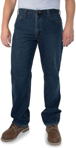 بنطلون جينز رجالي Carhartt كبير وطويل ومريح ومبطن بالصوف و5 جيوب، Blue Ridge، 48 x 30 in Kuwait