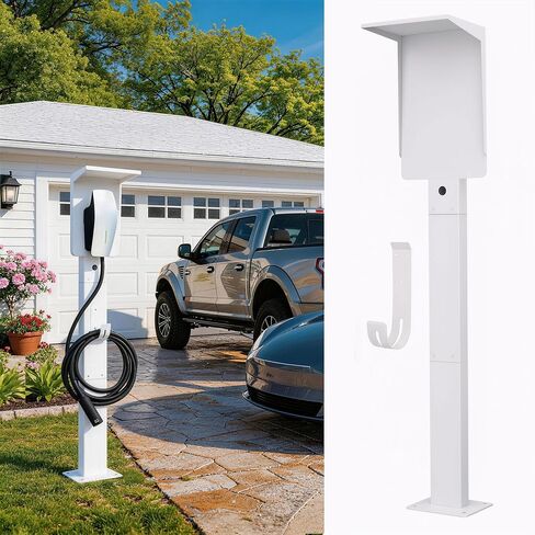 Outdoor EV Charger Pedestal for Tesla & J1772 Charger,Heavy Duty,Corrosion Resistant,Stable,Compact,Easy to Install,Standard Version in Saudi Arabia