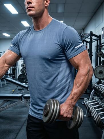 تي شيرت رجالي رياضي للجري بأكمام قصيرة وسريع الجفاف للياقة البدنية وقابل للتنفس من Rashguard للسباحة والتدريب في صالة الألعاب الرياضية in Saudi Arabia
