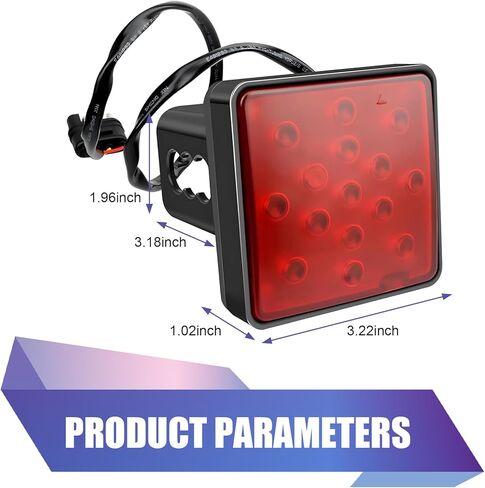 15 LED Red Lens Brake Light, ABS Impact-resistant & High-brightness Vehicle Trailer Hitch Tail Light, 12V Plug & Play Exterior Hitch Tail Bulb, for Most Trucks, Trailers, Pickup (Black) in Saudi Arabia