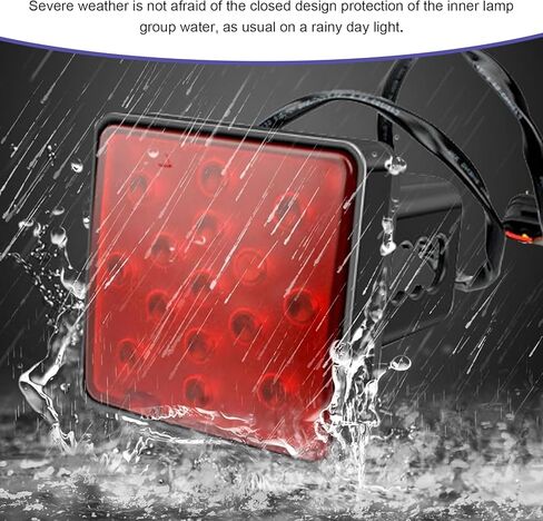 15 LED Red Lens Brake Light, ABS Impact-resistant & High-brightness Vehicle Trailer Hitch Tail Light, 12V Plug & Play Exterior Hitch Tail Bulb, for Most Trucks, Trailers, Pickup (Black) in Saudi Arabia