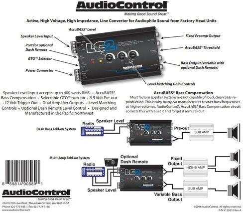 محول AudioControl LC2i ثنائي القناة مع AccuBASS والتحكم في مضخم الصوت in Kuwait