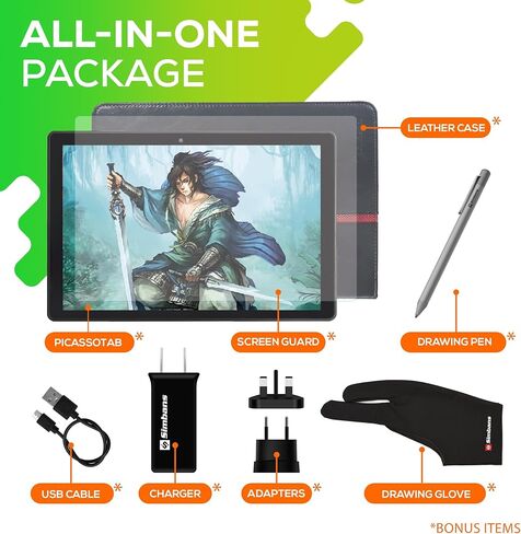 سيمبانس تابلت رسم بيكاسو تاب XL لا يحتاج الى كمبيوتر بشاشة 11.6 انش [4 عناصر اضافية] قلم ستايلس محمول، مستقل، اندرويد 11، افضل هدية لفناني الجرافيك الرقمي المبتدئين - PCXL in Kuwait