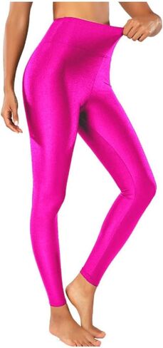 AIDAYOU Super Stretchy Shiny High Waistband Leggings Tummy Control Elastic Pants Shining Tight in Saudi Arabia