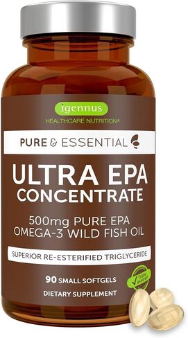 Igennus Ultra Pure Omega-3 EPA 500mg, Highly Concentrated IFOS Certified Wild Fish Oil, Advanced rTG Triglyceride Form, Non-GMO, 180 Small Softgels in Saudi Arabia