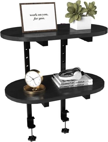 Aetheris Clamp On Desk Shelf, 3-Tier Adjustable Desk Storage Shelf, Wood Desktop Bookshelf, Desk Shelves Organizer for Offices, Study Rooms, and Game Rooms, Black in Saudi Arabia