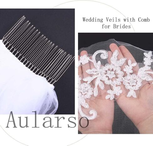 Lace Wedding Veils Floral Short Bridal Veil Appliqued Veils with Comb Soft Tulle Hair Accessories for Brides in Saudi Arabia