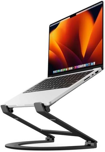Twelve South Curve Flex | Ergonomic Height & Angle Adjustable Aluminum Laptop/MacBook Stand/Riser, fits 10"-17", folds flat for portability -travel pouch included, matte black in Saudi Arabia