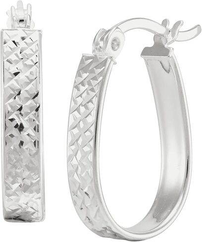 Silpada 'Ovalline' Textured Hoop Earrings in Sterling Silver in Saudi Arabia