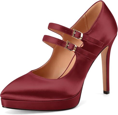 Women's Platform Stiletto High Heels Closed Round Toe Pumps Mary Jane Strap Heeled Pumps Office Ladies Dress Shoes in Saudi Arabia