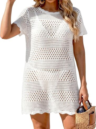 CoCozy Women Swimsuit Coverup Crochet Bathing Suit Beach Cover Ups Summer Knit Bikini Beachwear Pullover Swimwear in Saudi Arabia