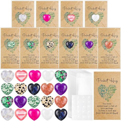 30 Sets Crystals Heart Stones Bulk Natural Heart Crystals and Healing Stones with Pocket Hug Cards Inspirational Teacher Appreciation Gift for Graduation Nurses Women Coworkers Employee Staff Family in Saudi Arabia