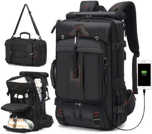 Outdoor Travel Backpack,Carry On Backpack Durable Convertible Duffle Bag,for Work&Travel，45L Capacity(Black,Large Size) in Saudi Arabia